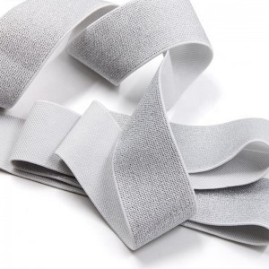 11 # Matowy srebrny brokat Dobra jakość Wysoka elastyczność Dostosowana tkana taśma 1,8 cala Elastyczna taśma Metalowa taśma elastyczna